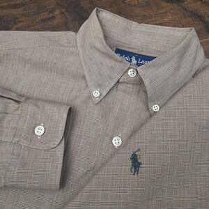 Ralph Lauren Mens Shirt Medium Brown Plaid Long Sleeve Button Down McMeel